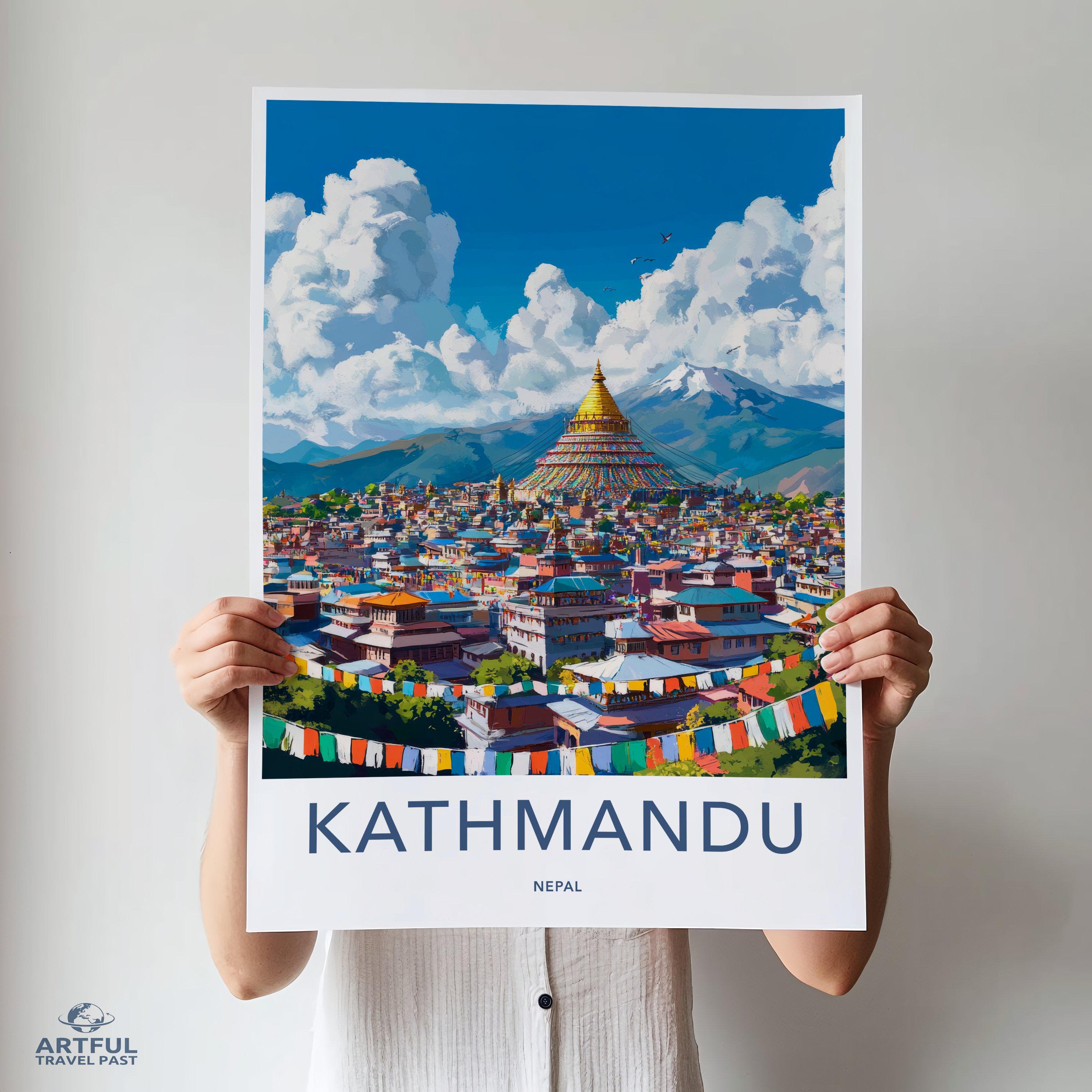 Kathmandu Poster | Nepal Wall Art | Asia Decor