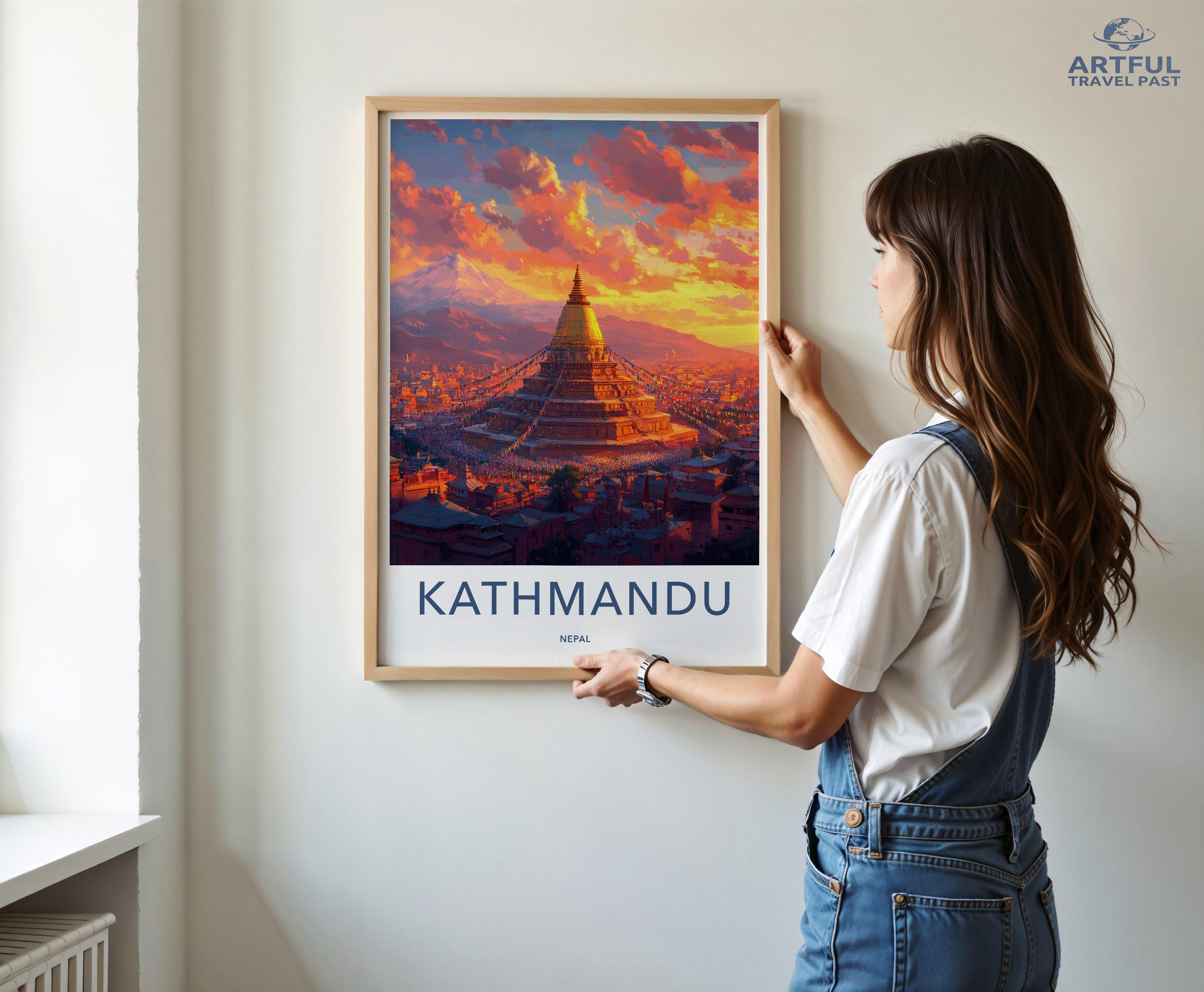Kathmandu Poster | Nepal Wall Art | South Asia Decor