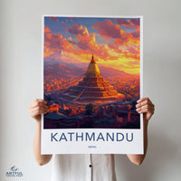 Kathmandu Poster | Nepal Wall Art | South Asia Decor