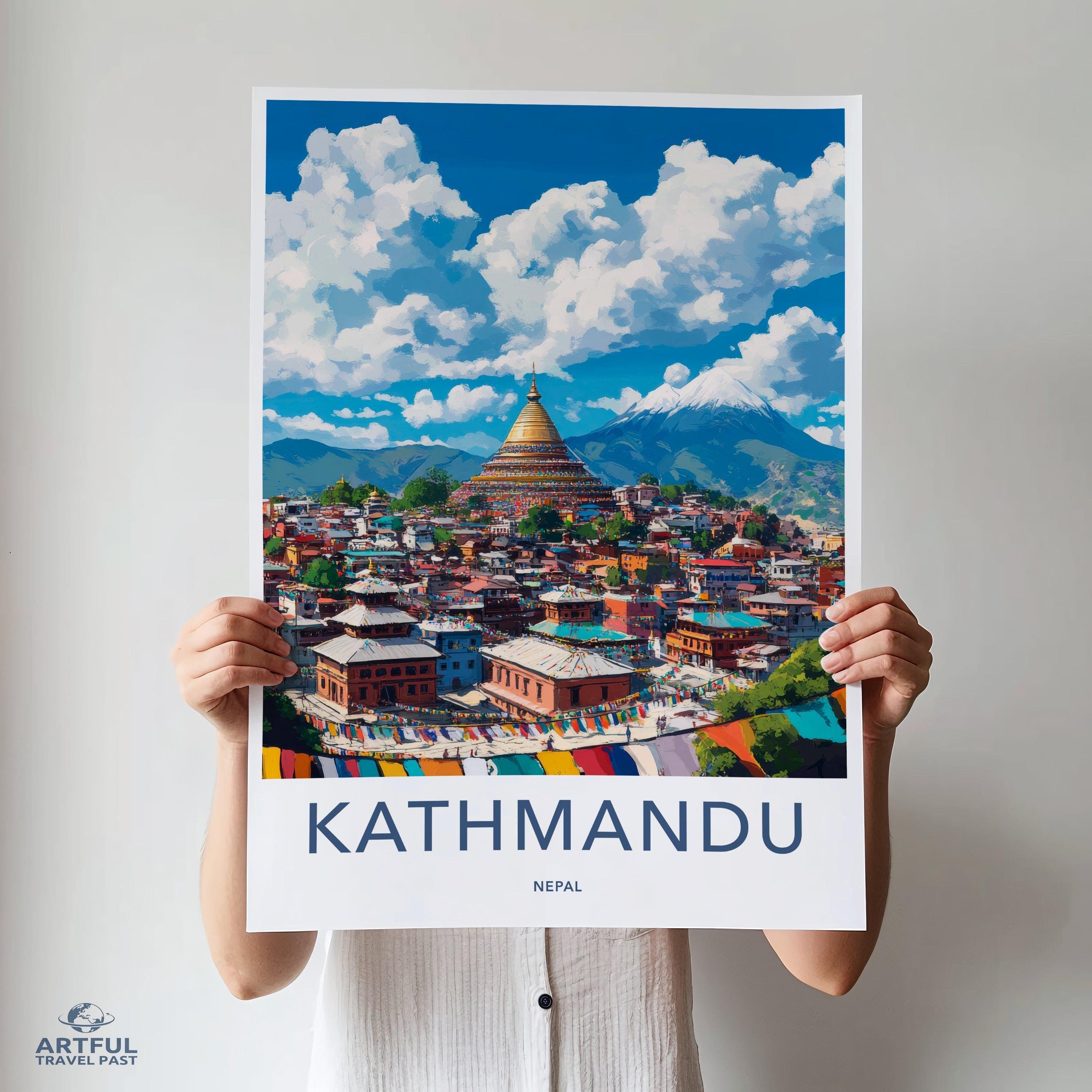 Kathmandu Poster | Nepal Wall Art | South Asia Decor