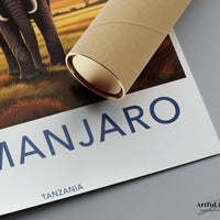 Kilimanjaro Poster | Elephant Artwork | Tanzania Wall Art