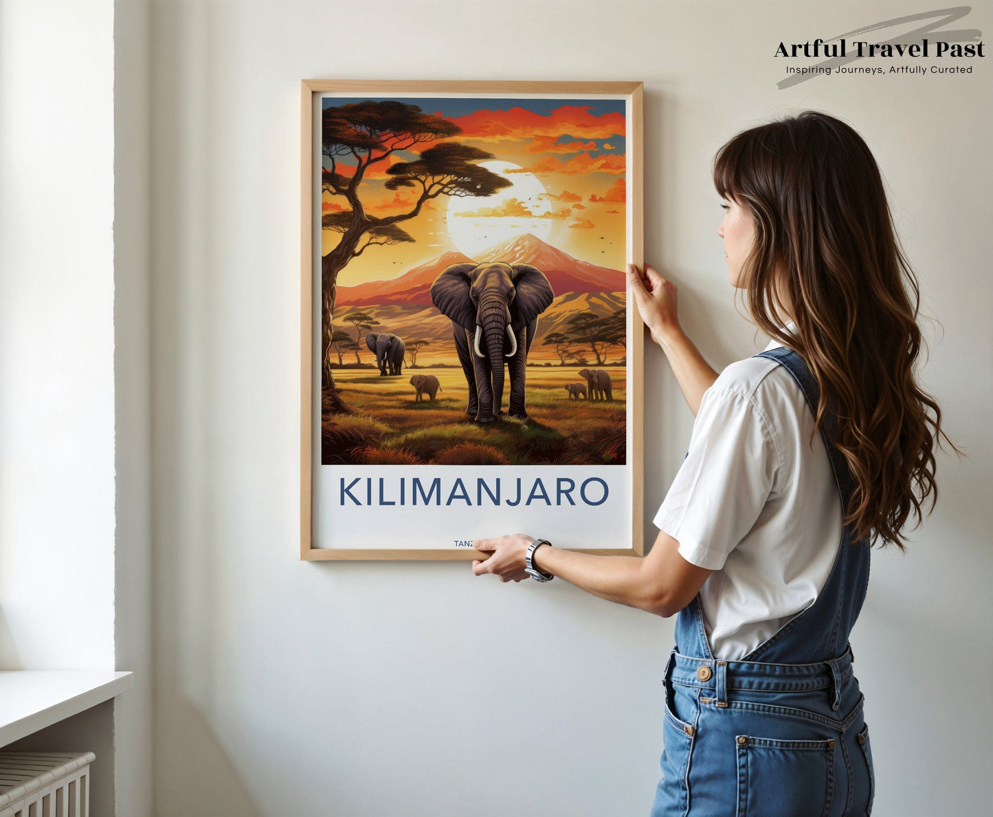 Kilimanjaro Poster | Elephant Artwork | Tanzania Wall Art