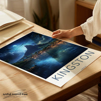 Kingston Poster | Moonlit Jamaica Wall Art | Caribbean Decor