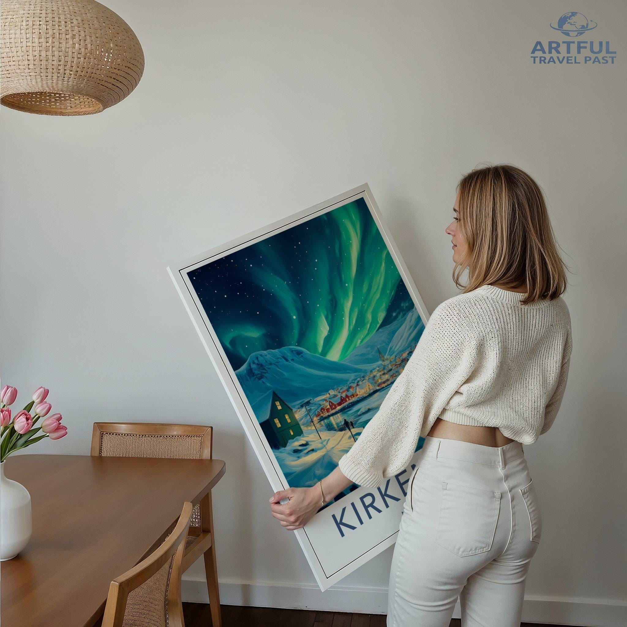 Kirkenes Poster | Aurora Borealis Wall Art | Scandinavia