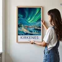Kirkenes Poster | Aurora Borealis Wall Art | Scandinavia