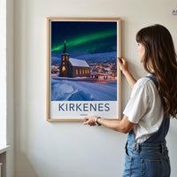 Kirkenes Poster | Northern Lights Wall Art | Scandinavia