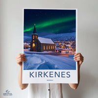 Kirkenes Poster | Northern Lights Wall Art | Scandinavia
