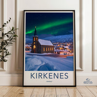 Kirkenes Poster | Northern Lights Wall Art | Scandinavia