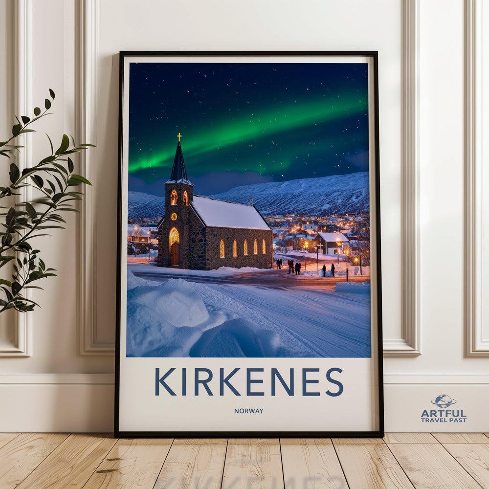 Kirkenes Poster | Northern Lights Wall Art | Scandinavia