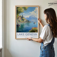 Lake Geneva Poster | Switzerland Wall Art | Europe Decor
