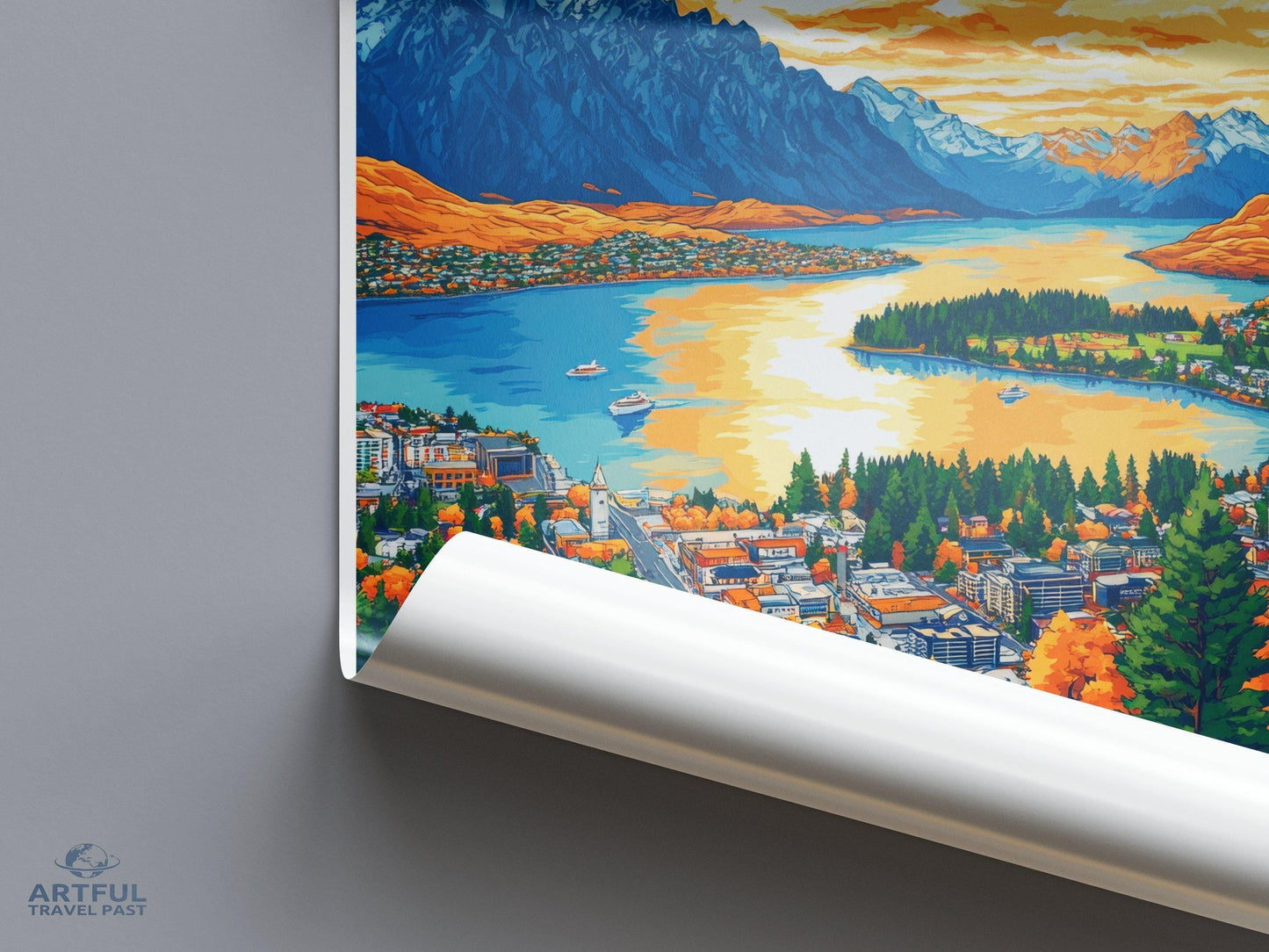 Lake Wakatipu Poster | New Zealand Wall Art | Oceania Decor