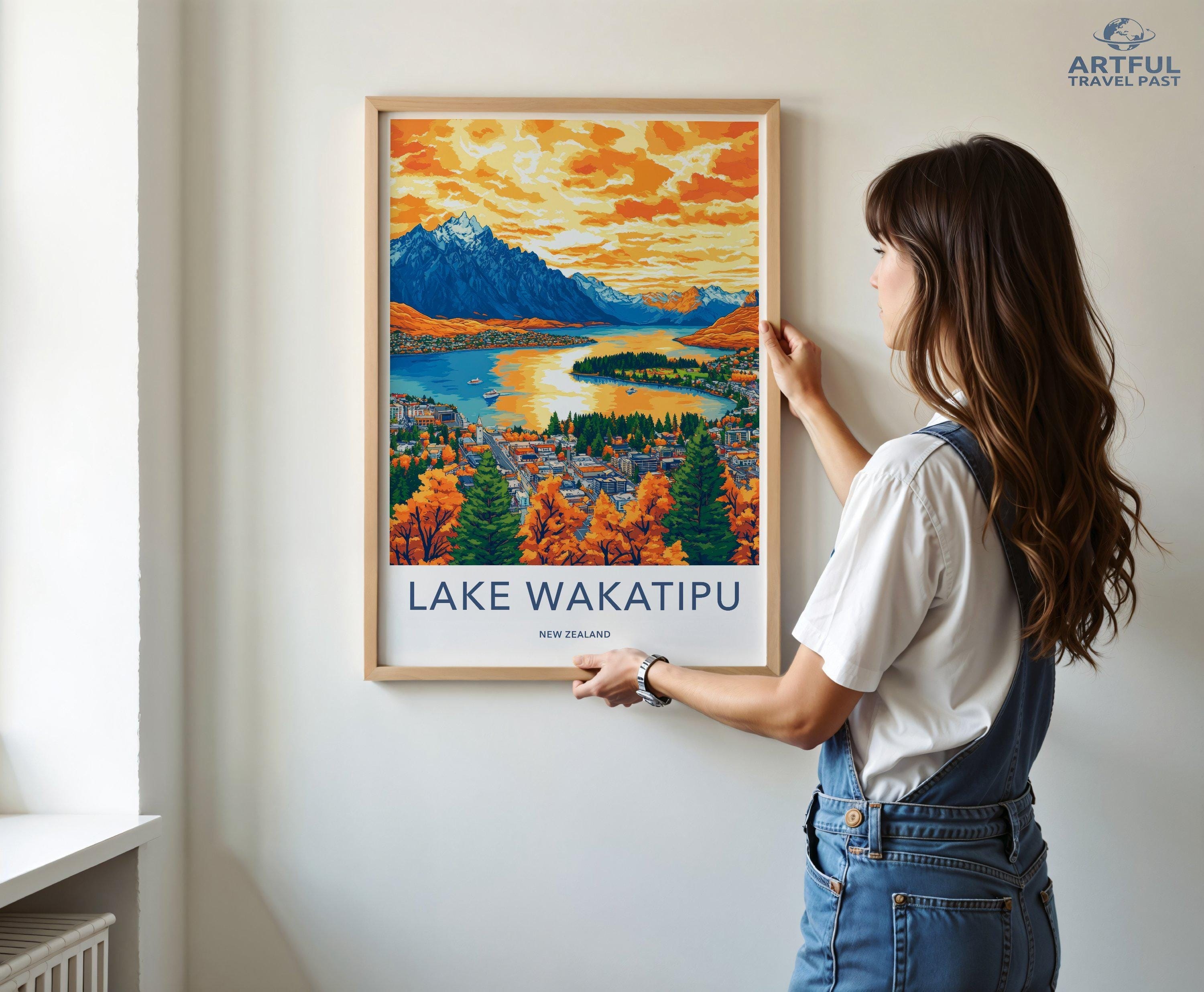 Lake Wakatipu Poster | New Zealand Wall Art | Oceania Decor