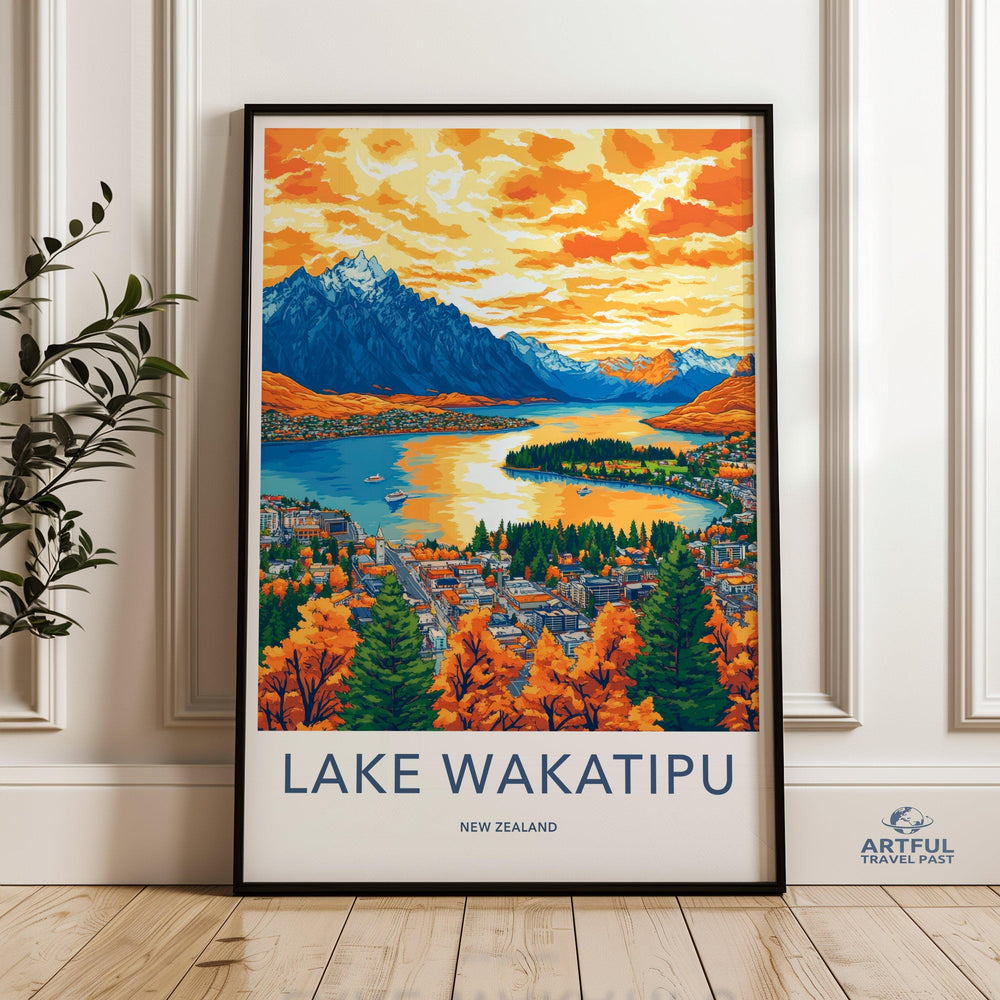 Lake Wakatipu Poster | New Zealand Wall Art | Oceania Decor