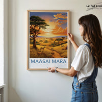 Maasai Mara Poster | Sunset Savannah | Africa Wall Art