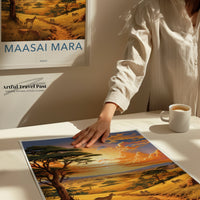 Maasai Mara Poster | Sunset Savannah | Africa Wall Art