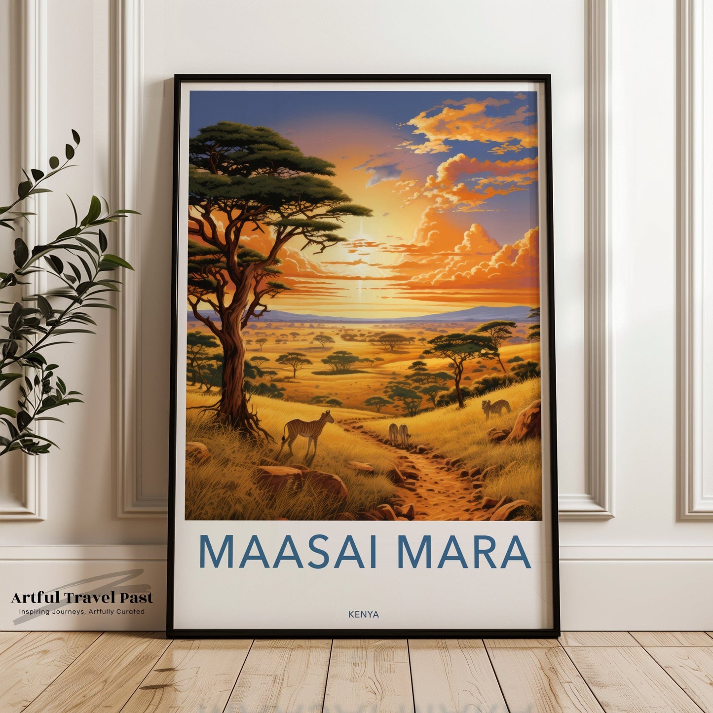 Maasai Mara Poster | Sunset Savannah | Africa Wall Art