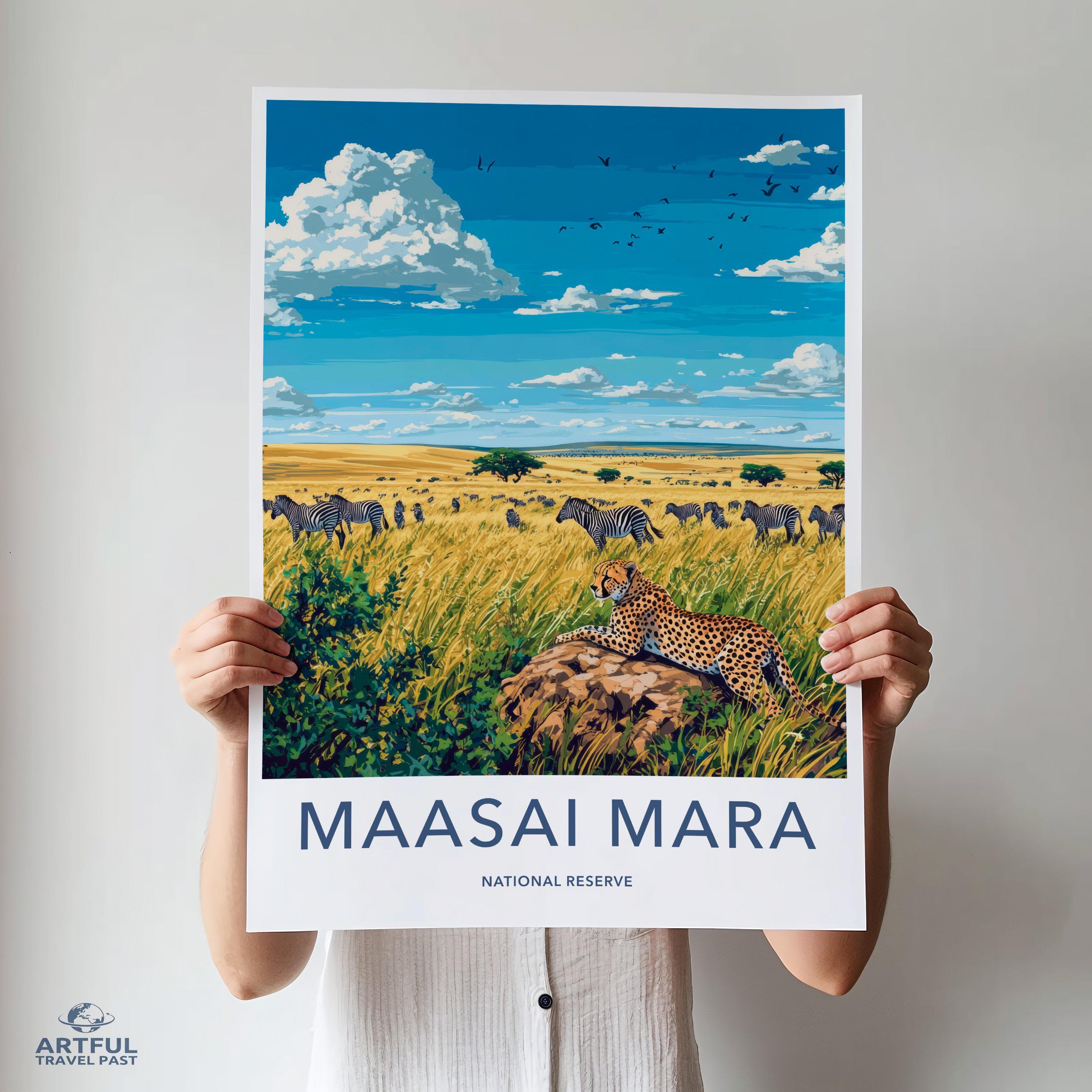 Maasi Mara National Reserve Poster | Kenya Wall Art