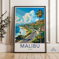 Malibu Poster | California Wall Art | America Decor