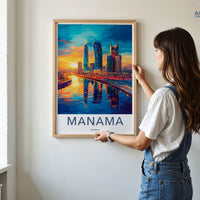 Manama Poster | Bahrain Wall Art | Middle East Decor