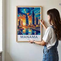 Manama Poster | Bahrain Wall Art | Middle East Decor