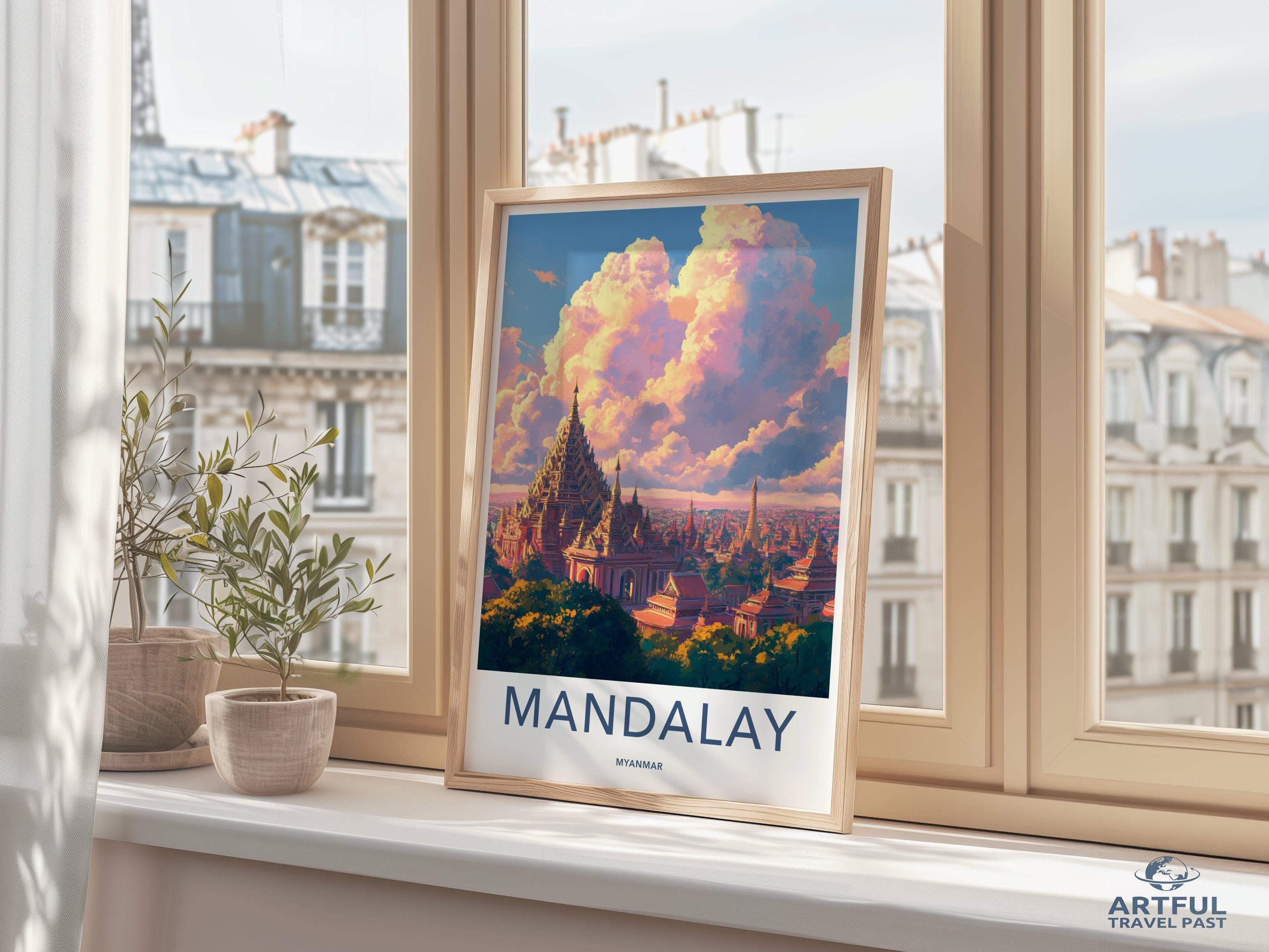 Mandalay Poster | Myanmar Wall Art | Southeast Asia Decor