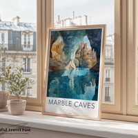 Marble Caves Poster | Chile Wall Art | South America Decor