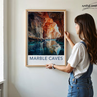 Marble Caves Poster | Chile Wall Art | South America Decor