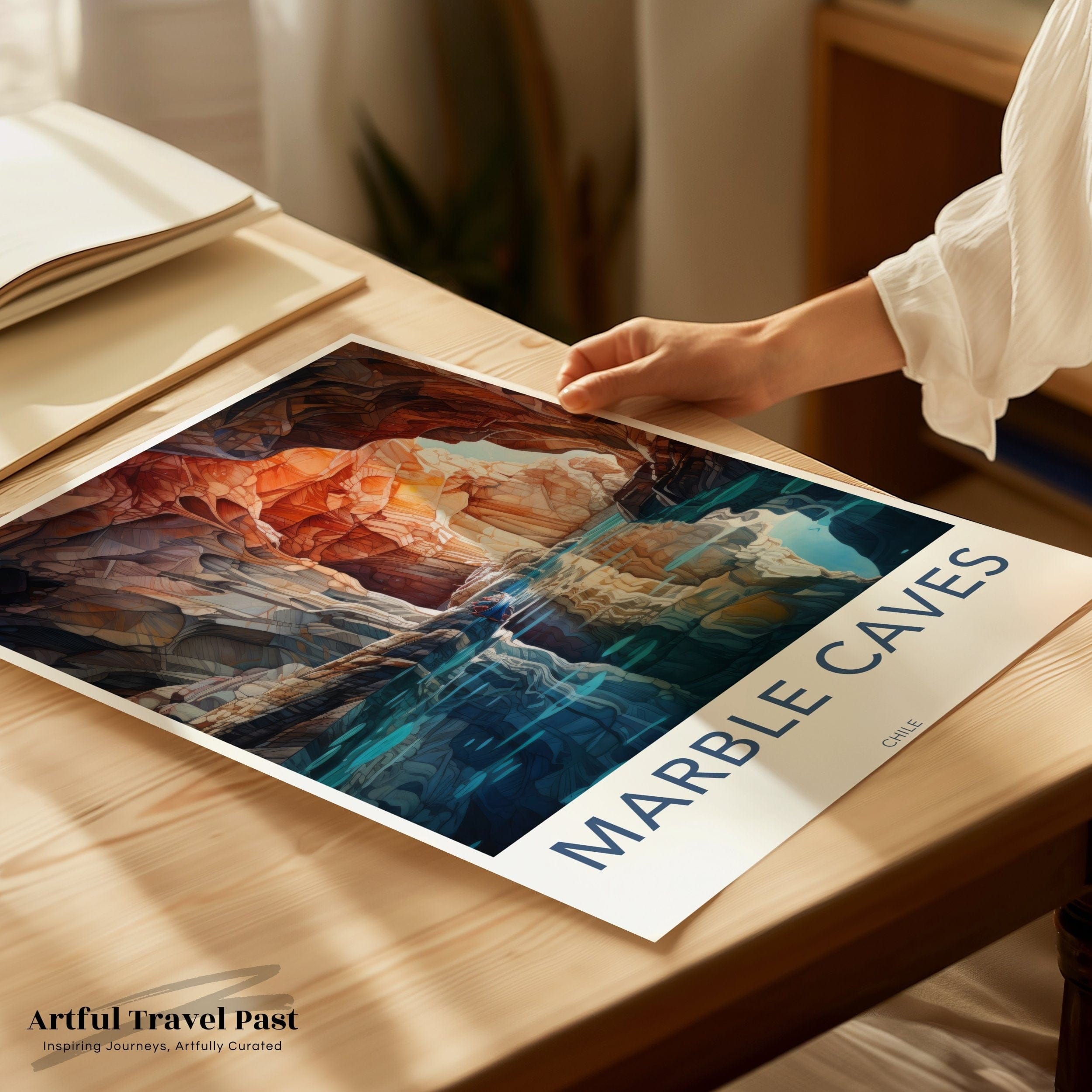 Marble Caves Poster | Chile Wall Art | South America Decor