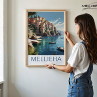 Mellieha Poster | Malta Wall Art | Europe Decor