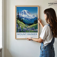 Mount Rainier Poster | Washington Wall Art | America Decor