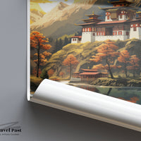 Paro Valley Poster | Bhutan Wall Art | Asia Decor