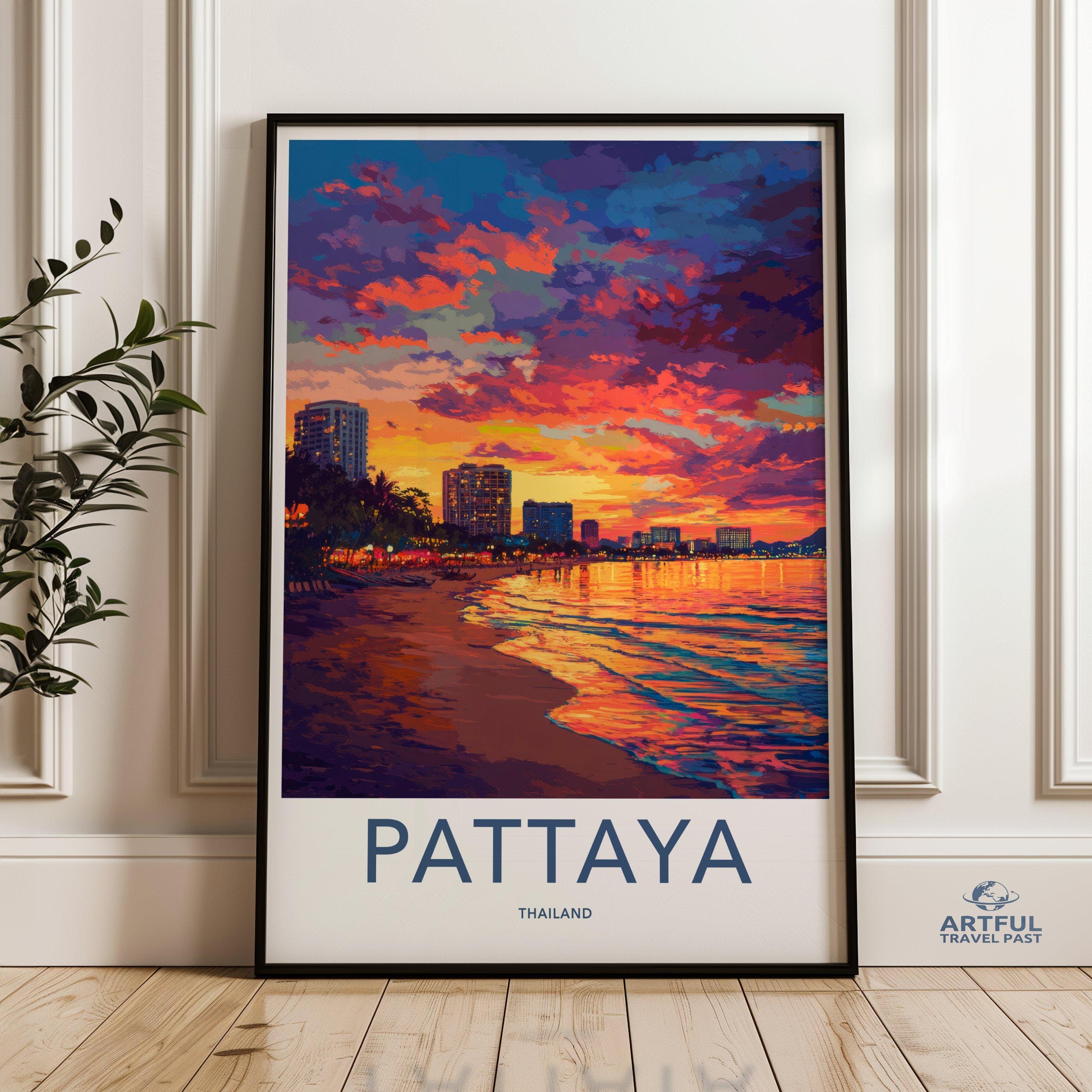 Pattaya Beach Poster | Thailand Wall Art | Asia Decor