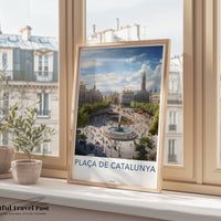 Plaça de Catalunya Poster - Spain Wall Art