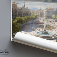 Plaça de Catalunya Poster - Spain Wall Art