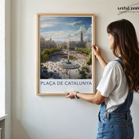 Plaça de Catalunya Poster - Spain Wall Art