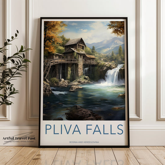 Pliva Falls Poster - Bosnia and Herzegovina Wall Art