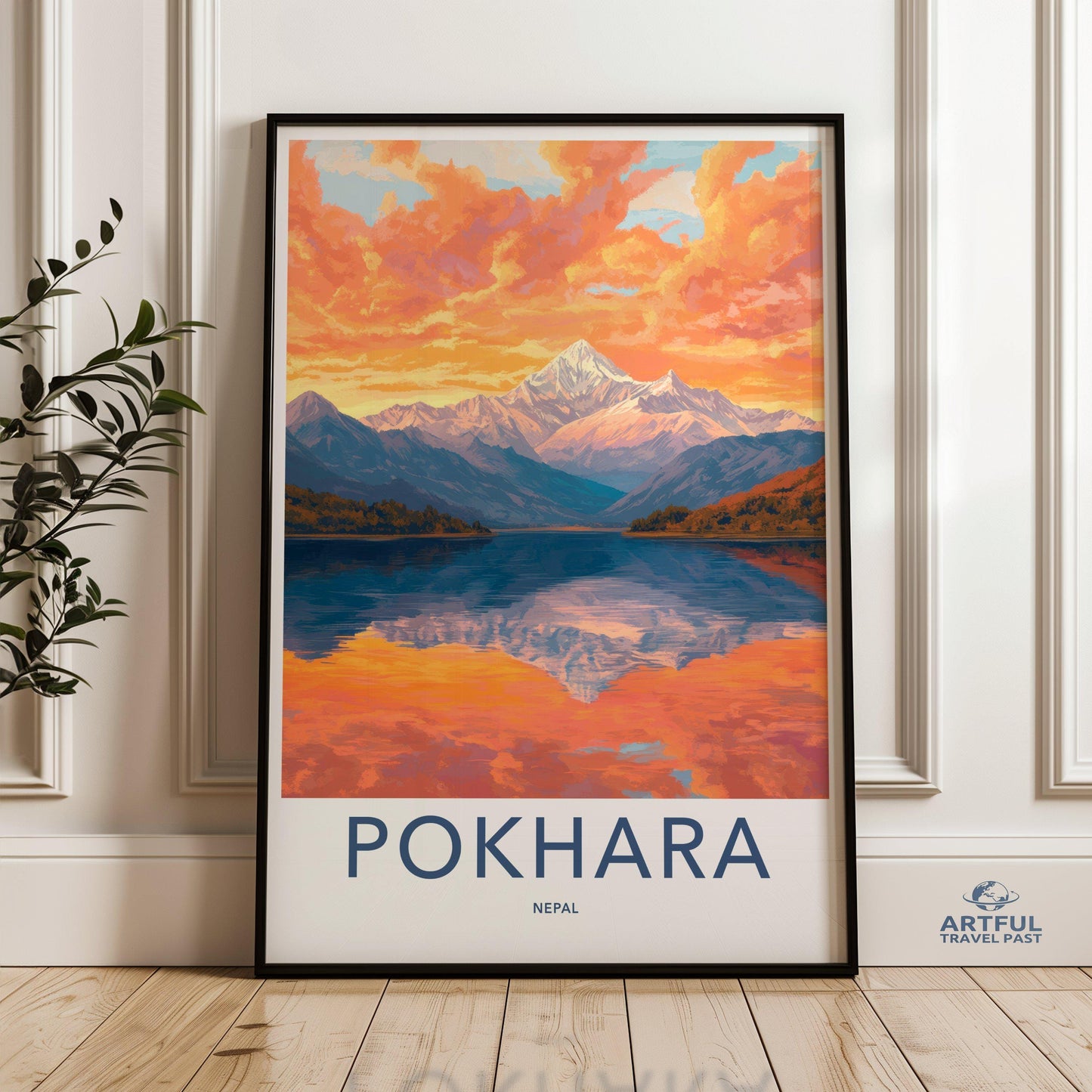 Pokhara Poster | Nepal Wall Art | South Asia Decor