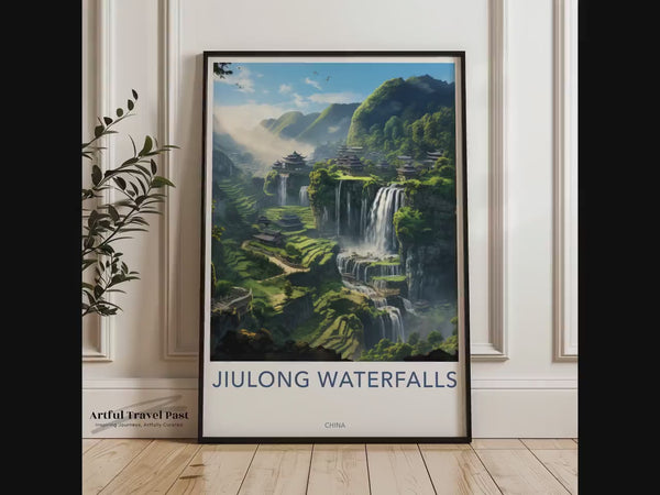 Jiulong-Wasserfälle Poster | China Wandkunst | Asiatisches Dekor