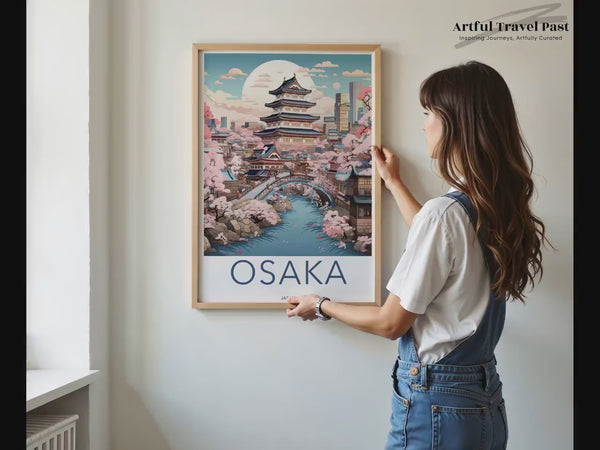 Osaka Poster | Pagode Kirschblüten | Japanische Wandkunst