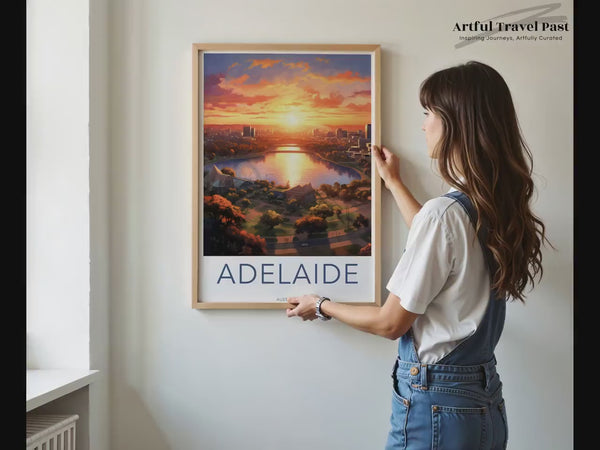 Adelaide City Poster | Sunset Skyline | Australia Wall Art