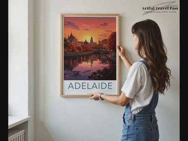 Adelaide Poster | Sunset Skyline | Australia Wall Art