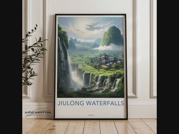 Jiulong-Wasserfälle Poster | China Wandkunst | Asiatisches Dekor