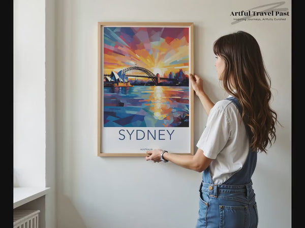 Sydney Poster | Sunset Waterfront Harbor | Australia Wall Art