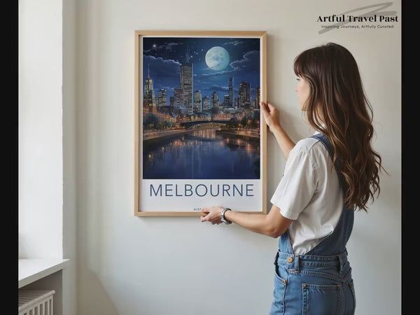 Melbourne Poster | Moonlit Skyline | Australia Wall Art