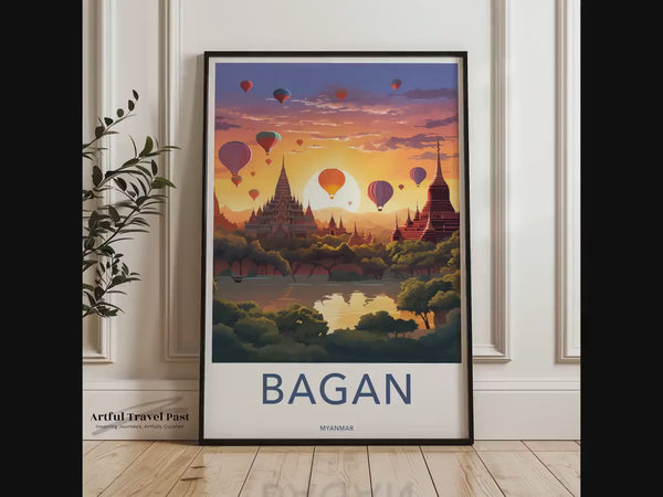 Affiche de Bagan | Décoration murale du Myanmar | Décoration d'Asie