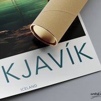 Reykjavik Poster | Aurora Borealis | Iceland Wall Art