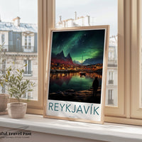 Reykjavik Poster | Aurora Borealis | Iceland Wall Art