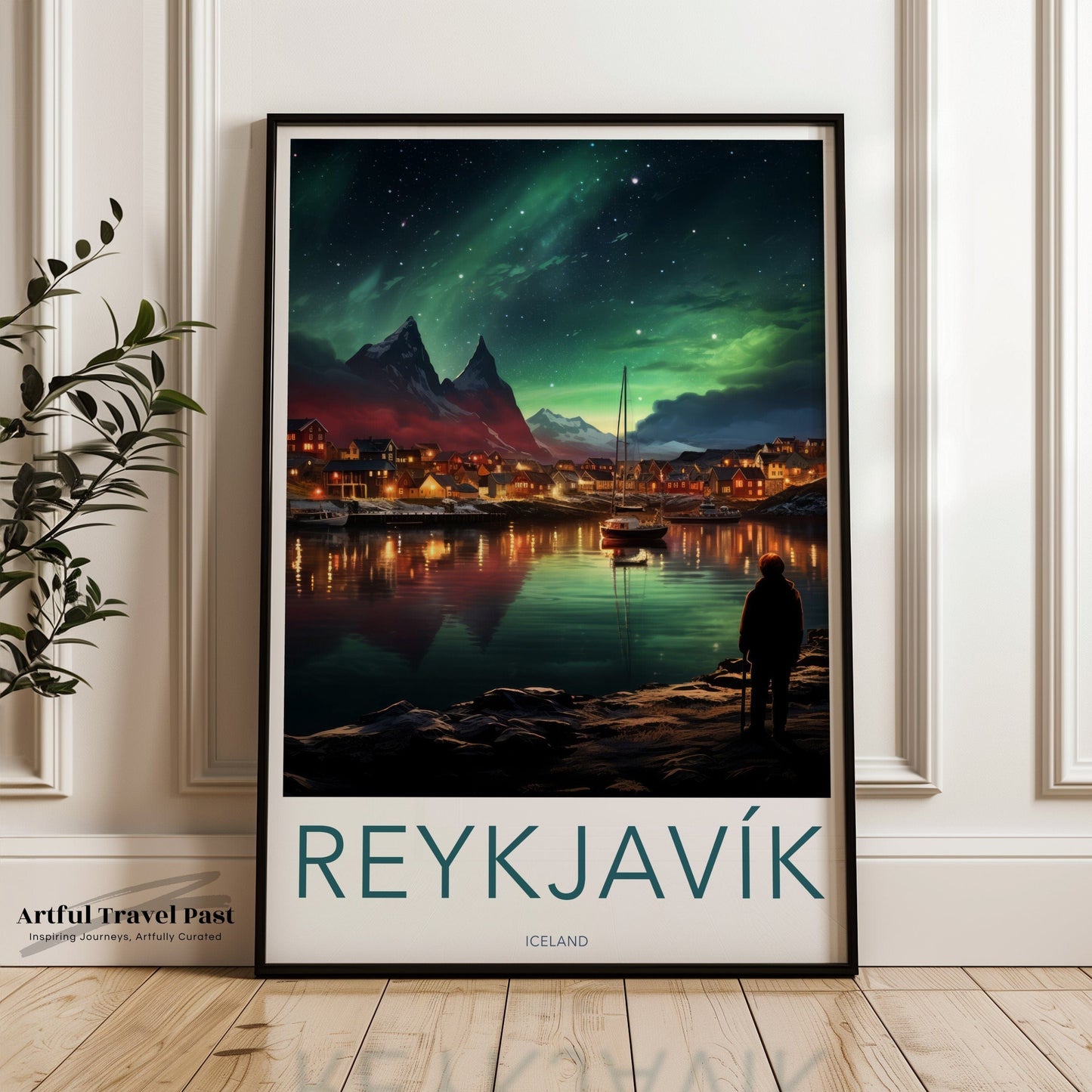 Reykjavik Poster | Aurora Borealis | Iceland Wall Art