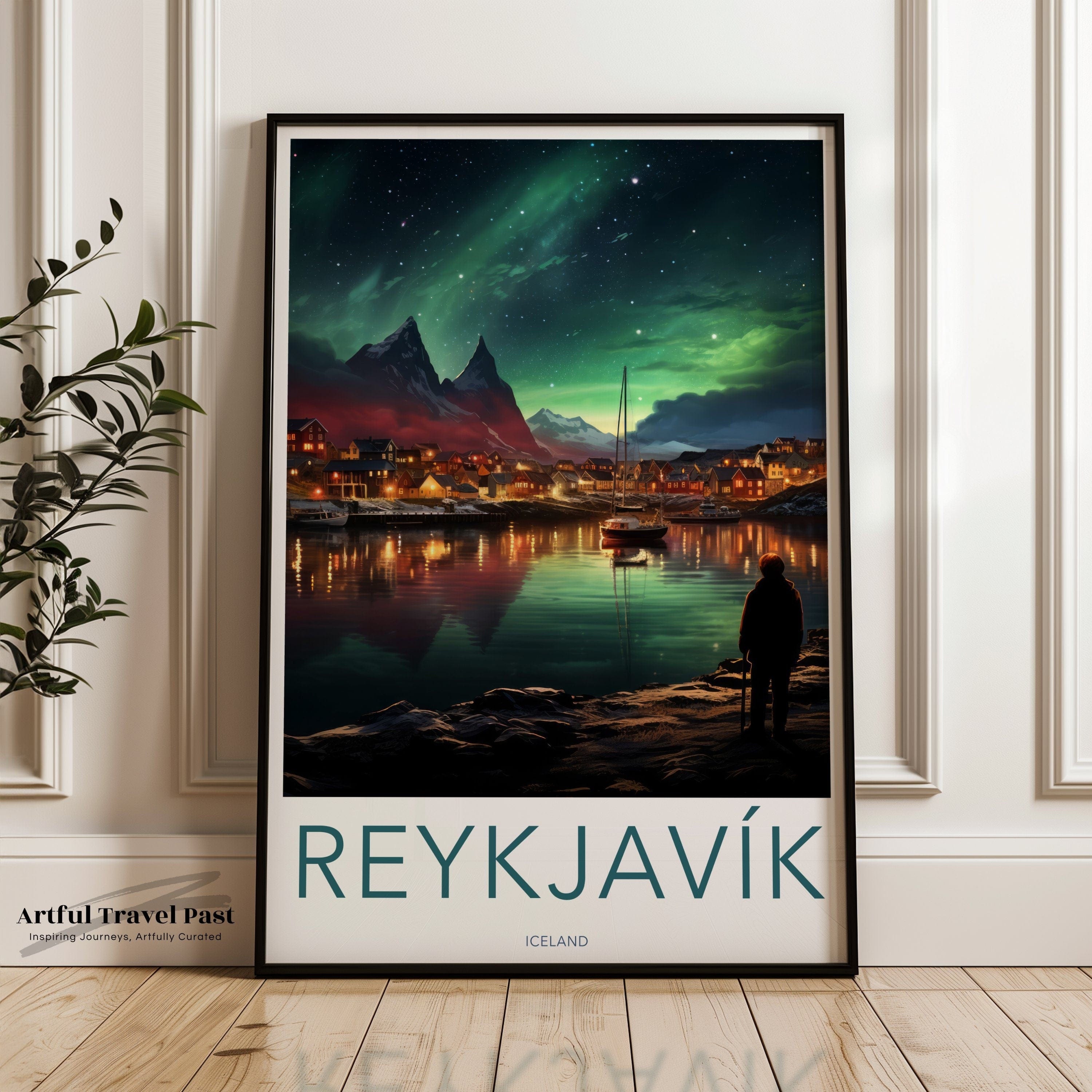 Reykjavik Poster | Aurora Borealis | Iceland Wall Art