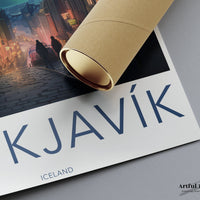 Reykjavik Poster | Iceland Wall Art | Northern Lights Decor